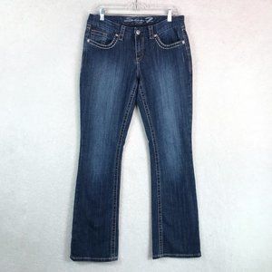 Seven7 Slim Boot Jeans Womens 8 Blue Contrast Thread Dark Wash Denim Mid Rise